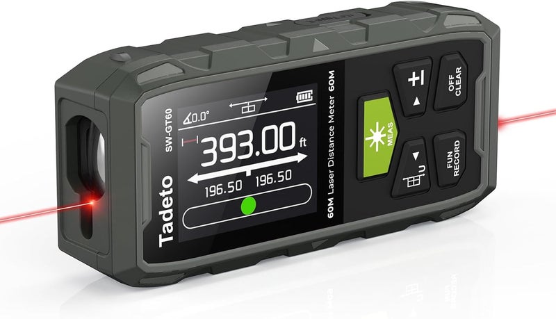 Tadeto Dual Laser Measuring Tool, 393FT/120M Bilateral Laser Measurement Tool Backlit LCD Display, Rechargeable Laser Measure with Ft/in/M Multiple Units Length/Area/Volume/Angle - Image 1